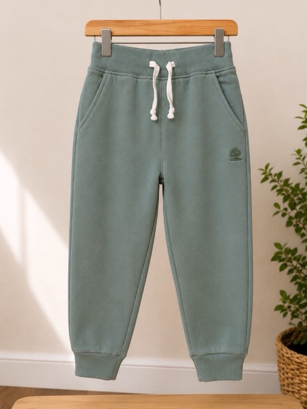 Babycottons Sage Green Cotton Jogger Sweatpants Size 4T Unisex Drawstring